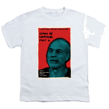 White youth t-shirt for ages 8 to 12 with Star Trek The Next Generation Tng Season 6 Episode 11 graphic