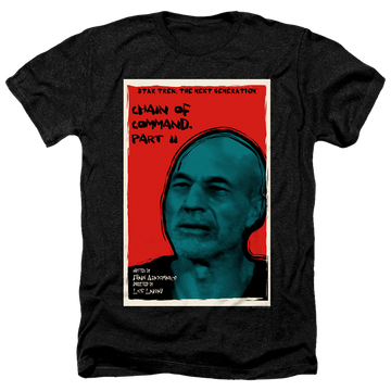 Black men's heather t-shirt with Star Trek The Next Generation Tng Season 6 Episode 11 graphic