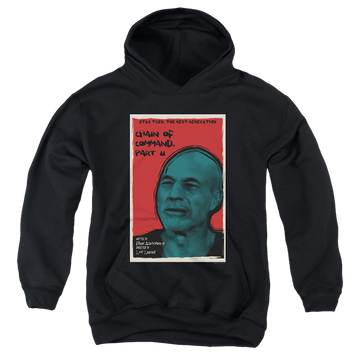 Black youth hoodie for ages 8 to 12 with Star Trek The Next Generation Tng Season 6 Episode 11 graphic