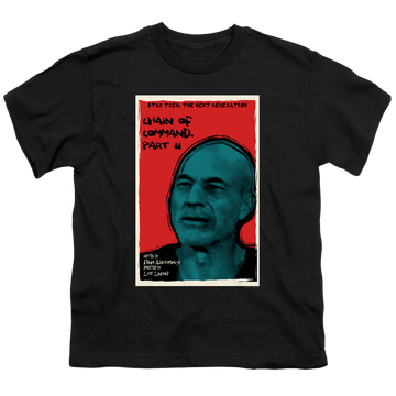 Black youth t-shirt for ages 8 to 12 with Star Trek The Next Generation Tng Season 6 Episode 11 graphic