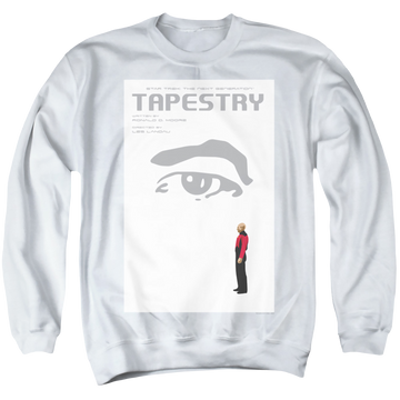 White men's crewneck sweatshirt with Star Trek The Next Generation Tng S6 Ep15 graphic