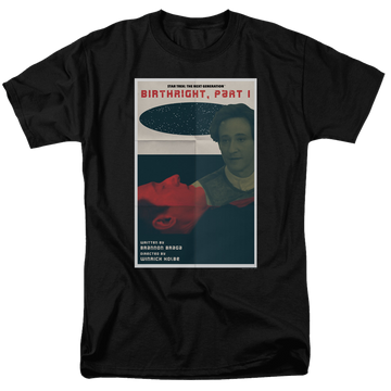Black men's regular fit t-shirt with Star Trek The Next Generation S6 E16 graphic