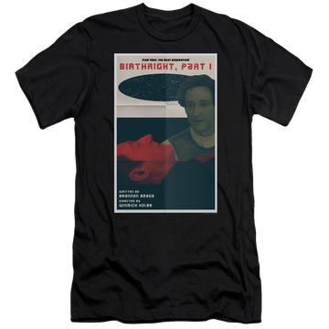 Black men's premium slim fit t-shirt with Star Trek The Next Generation Tng Season 6 Episode 16 graphic