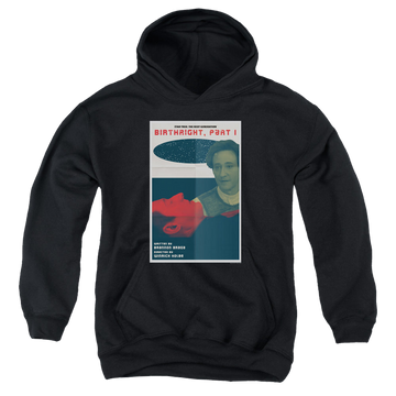 Black youth hoodie for ages 8 to 12 with Star Trek The Next Generation Tng Season 6 Episode 16 graphic