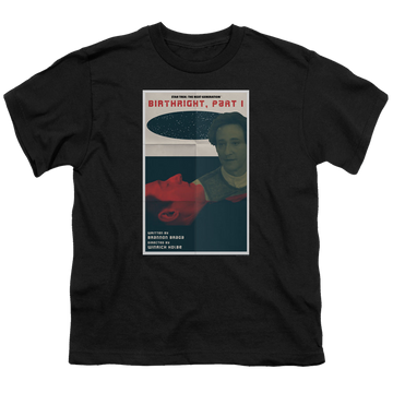 Black youth t-shirt for ages 8 to 12 with Star Trek The Next Generation Tng Season 6 Episode 16 graphic