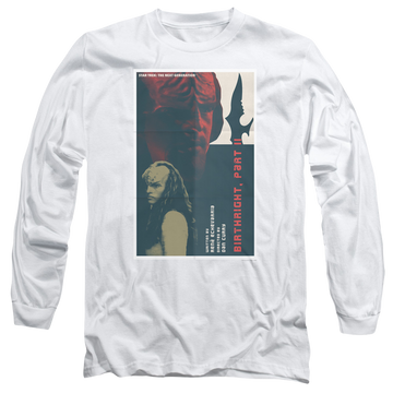White men's long sleeve t-shirt with Star Trek The Next Generation Tng S6 Ep17 graphic