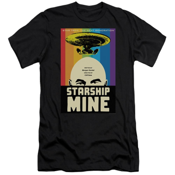 White men's premium slim fit t-shirt with Star Trek Tng Season 6 Episode 18 graphic