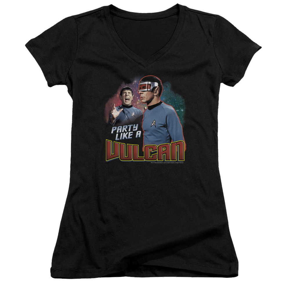 Star Trek Party Like A Vulcan Juniors V-Neck T-Shirt Juniors V-Neck T-Shirt Star Trek   