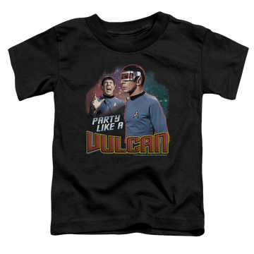 Black toddler t-shirt with Star Trek Party Like A Vulcan graphic