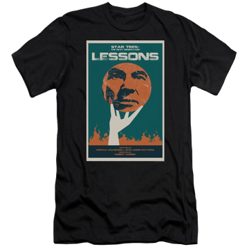 White men's premium slim fit t-shirt with Star Trek Tng Season 6 Episode 19 graphic