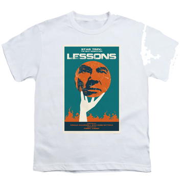 White youth t-shirt for ages 8 to 12 with Star Trek The Next Generation Tng Season 6 Episode 19 graphic