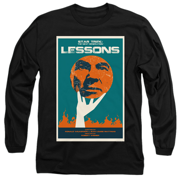 Black men's long sleeve t-shirt with Star Trek The Next Generation Tng S6 Ep19 graphic