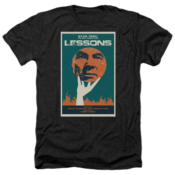 Black men's heather t-shirt with Star Trek Tng Season 6 Episode 19 graphic