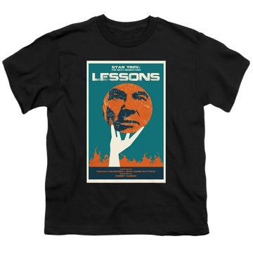Black youth t-shirt for ages 8 to 12 with Star Trek The Next Generation Tng Season 6 Episode 19 graphic