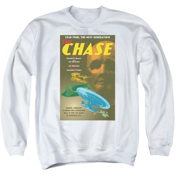 White men's crewneck sweatshirt with Star Trek Tng Season 6 Episode 20 graphic