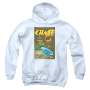 White youth hoodie for ages 8 to 12 with Star Trek The Next Generation Tng Season 6 Episode 20 graphic