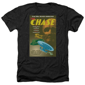 Black men's heather t-shirt with Star Trek Tng Season 6 Episode 20 graphic