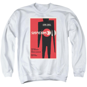 White men's crewneck sweatshirt with Star Trek Tng Season 6 Episode 22 graphic