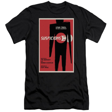 White men's premium slim fit t-shirt with Star Trek Tng Season 6 Episode 22 graphic