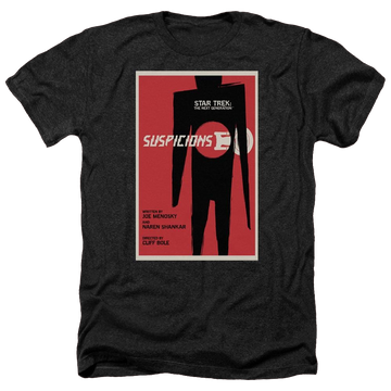 Black men's heather t-shirt with Star Trek Tng Season 6 Episode 22 graphic