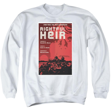 White men's crewneck sweatshirt with Star Trek Tng Season 6 Episode 23 graphic
