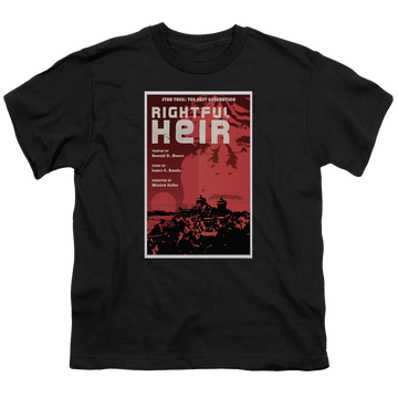 Black youth t-shirt for ages 8 to 12 with Star Trek The Next Generation Tng Season 6 Episode 23 graphic
