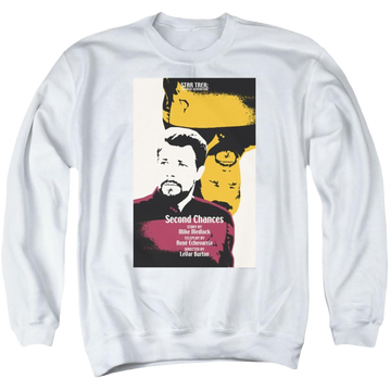 White men's crewneck sweatshirt with Star Trek Tng Season 6 Episode 24 graphic