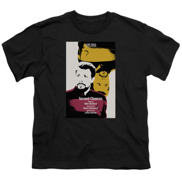 Black youth t-shirt for ages 8 to 12 with Star Trek The Next Generation Tng Season 6 Episode 24 graphic