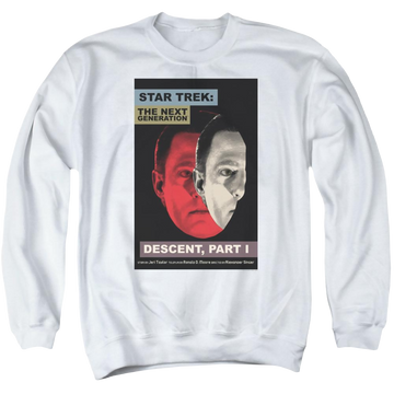 White men's crewneck sweatshirt with Star Trek Tng Season 6 Episode 26 graphic