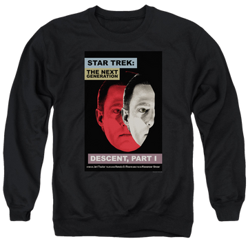 Black men's crewneck sweatshirt with Star Trek The Next Generation Tng S6 Ep26 graphic