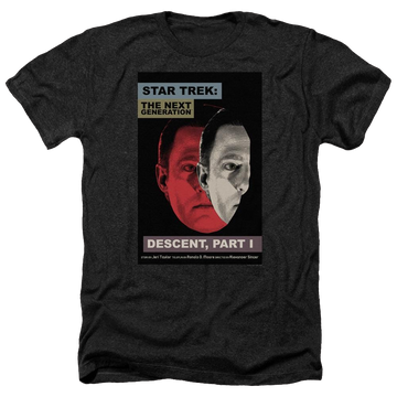Black men's heather t-shirt with Star Trek Tng Season 6 Episode 26 graphic