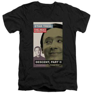 Black men's v-neck t-shirt with Star Trek The Next Generation Tng Season 7 Episode 1 graphic