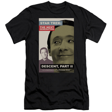 Black men's premium slim fit t-shirt with Star Trek The Next Generation Tng Season 7 Episode 1 graphic