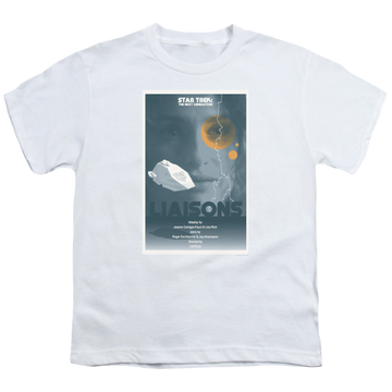 White youth t-shirt for ages 8 to 12 with Star Trek The Next Generation Tng Season 7 Episode 2 graphic