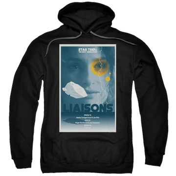 Black pullover hoodie with Star Trek The Next Generation Tng Season 7 Episode 2 graphic