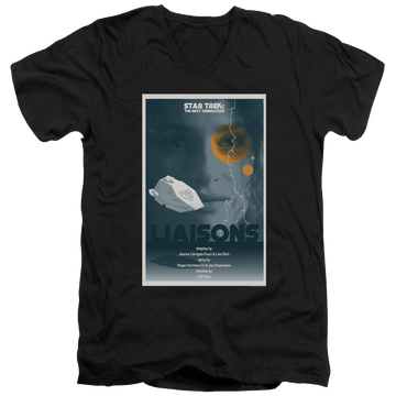 Black men's v-neck t-shirt with Star Trek The Next Generation Tng Season 7 Episode 2 graphic
