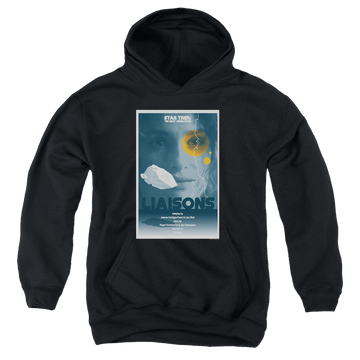 Black youth hoodie for ages 8 to 12 with Star Trek The Next Generation Tng Season 7 Episode 2 graphic