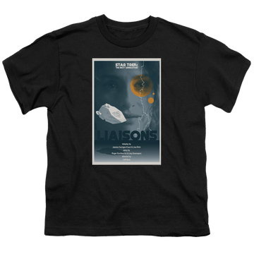 Black youth t-shirt for ages 8 to 12 with Star Trek The Next Generation Tng Season 7 Episode 2 graphic