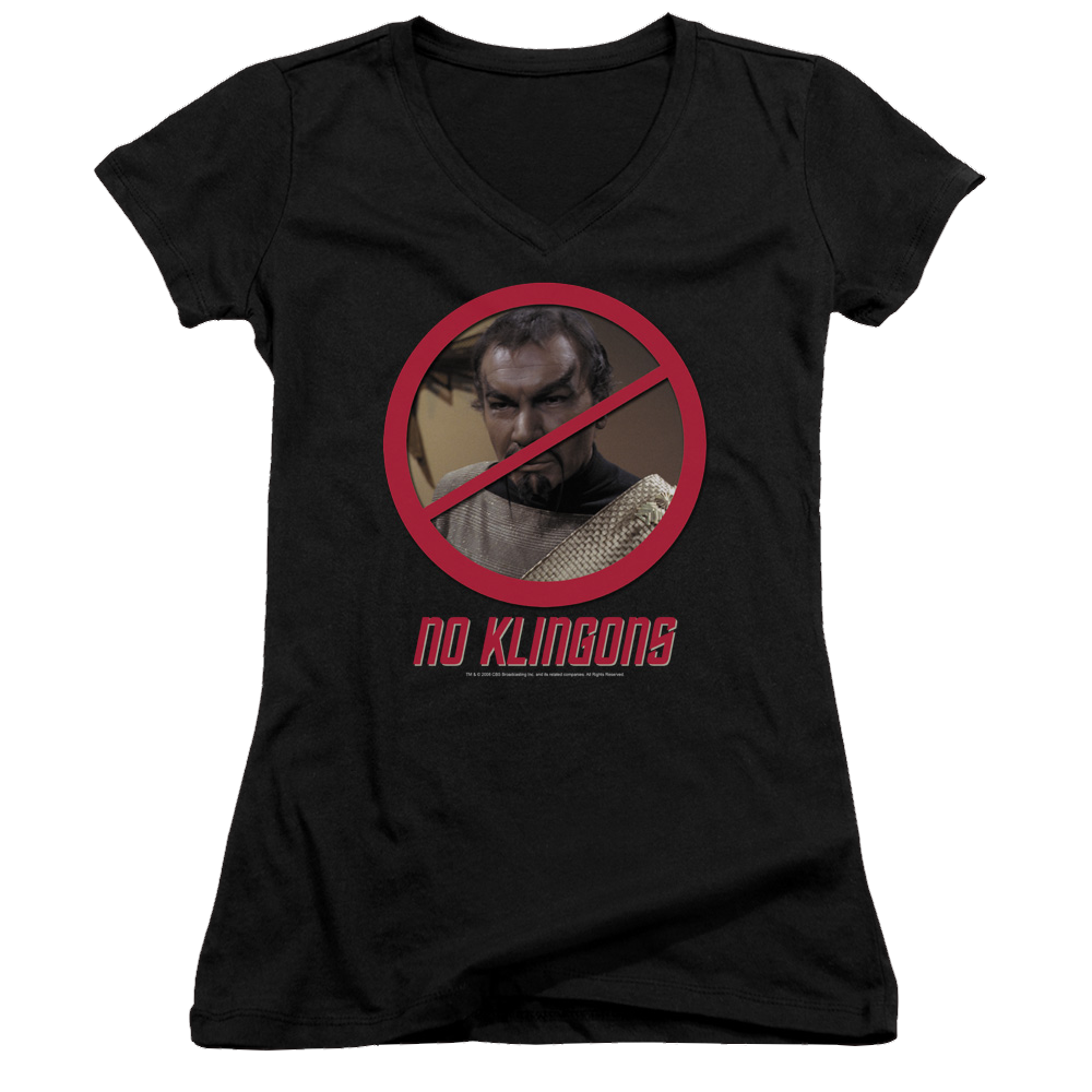 Star Trek No Klingons Juniors V-Neck T-Shirt Juniors V-Neck T-Shirt Star Trek   