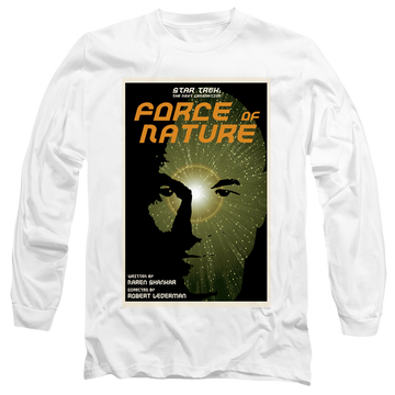 White men's long sleeve t-shirt with Star Trek The Next Generation Tng S7 Ep9 graphic