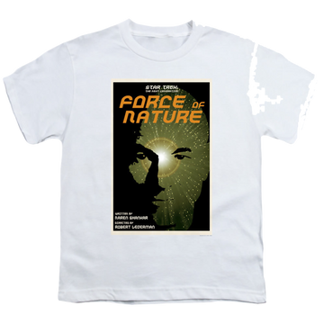 White youth t-shirt for ages 8 to 12 with Star Trek The Next Generation Tng Season 7 Episode 9 graphic
