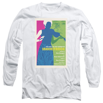 White men's long sleeve t-shirt with Star Trek The Next Generation Tng S7 Ep10 graphic