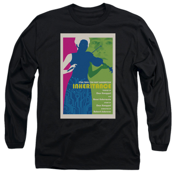 Black men's long sleeve t-shirt with Star Trek The Next Generation Tng S7 Ep10 graphic