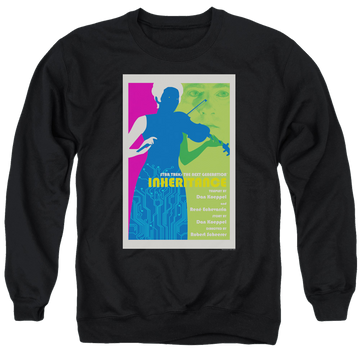Black men's crewneck sweatshirt with Star Trek The Next Generation Tng S7 Ep10 graphic