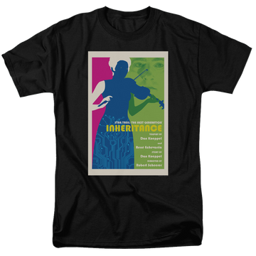 Black men's regular fit t-shirt with Star Trek The Next Generation S7 E10 graphic