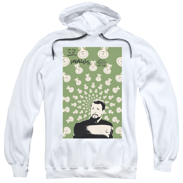 White pullover hoodie with Star Trek The Next Generation Tng Season 7 Episode 11 graphic
