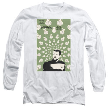 White men's long sleeve t-shirt with Star Trek The Next Generation Tng S7 Ep11 graphic