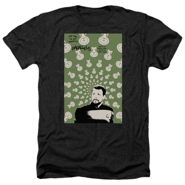 Black men's heather t-shirt with Star Trek The Next Generation Tng Season 7 Episode 11 graphic