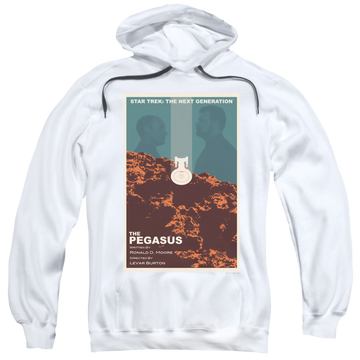 White pullover hoodie with Star Trek The Next Generation Tng Season 7 Episode 12 graphic