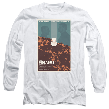 White men's long sleeve t-shirt with Star Trek The Next Generation Tng S7 Ep12 graphic